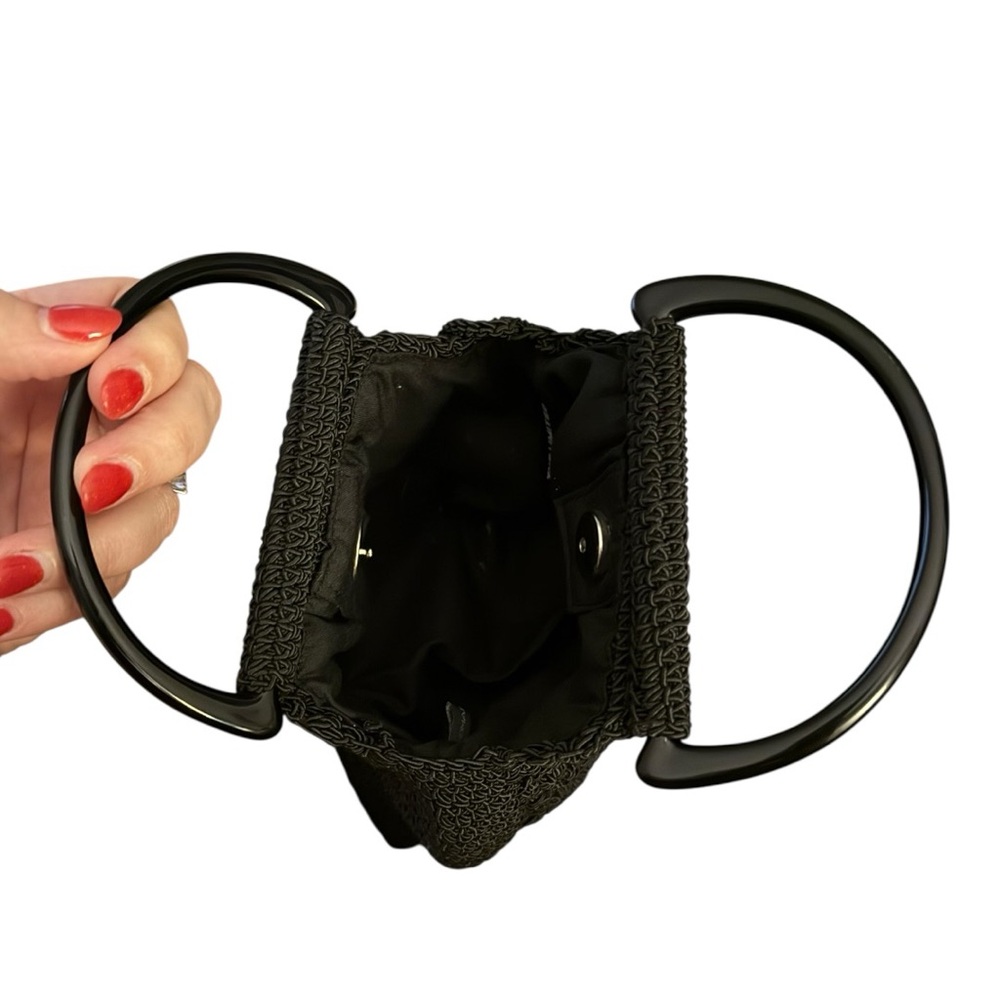 The Limited Black Woven Evening Bag Acrylic Handle Mini Purse Vintage Y2K - Picture 4 of 9